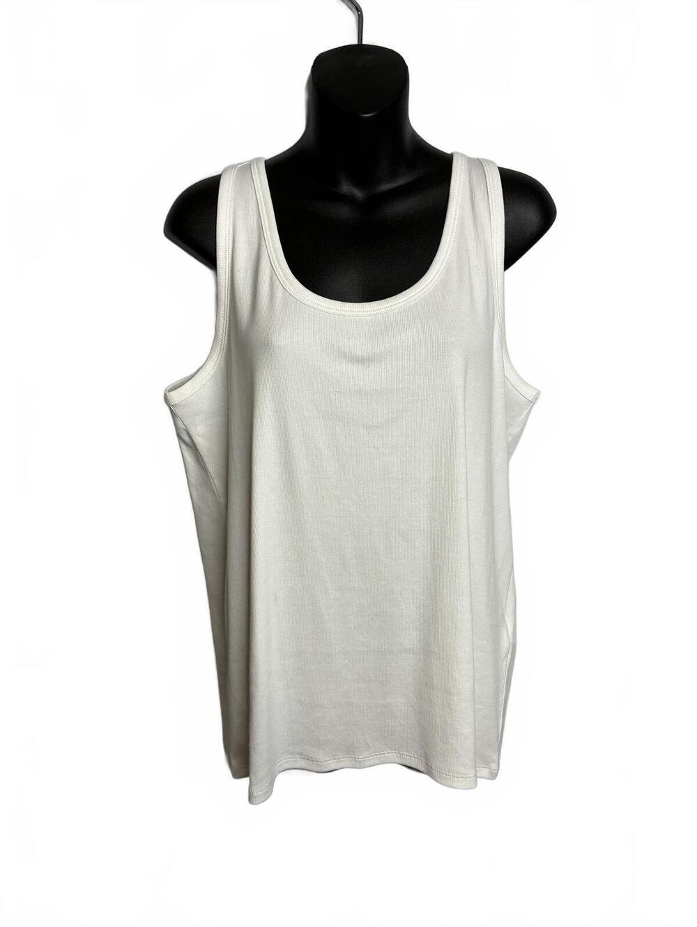 Eileen Fisher White Scoop Neck Slim Tank Top Women's 2X New